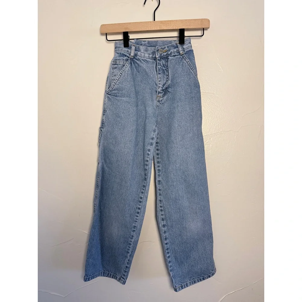Vintage 90s New Legends Girls 8 Carpenter Jeans Light Wash Denim 21x23.5